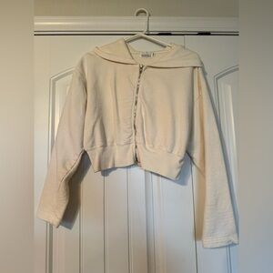 MODA Crop White Zip Up Jacket